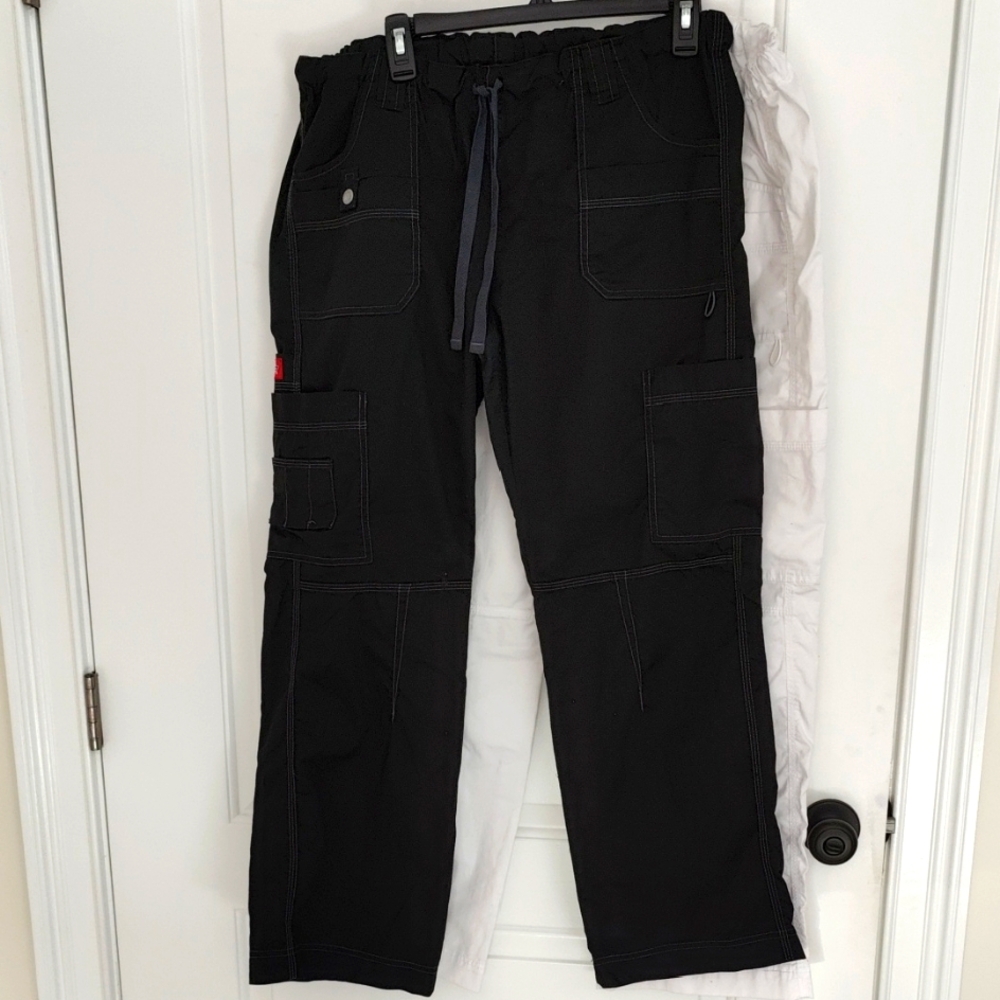 White Dickies Cargo Pants with Drawstring